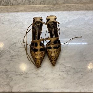MANOLO BLAHNIK 100th Anniversary Sandal in Gold